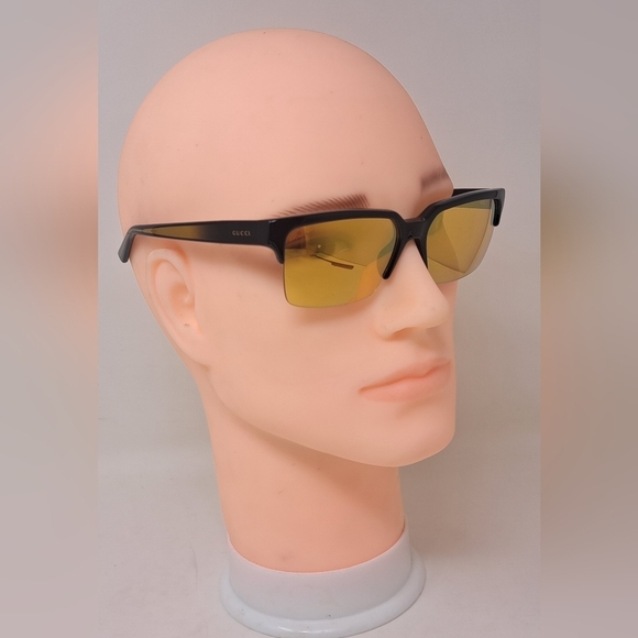 Gucci Men's Sunglasses Half Rim Wayfarer Yellow Gold Mirror GG3710/S 54-16-140 - Picture 2 of 16